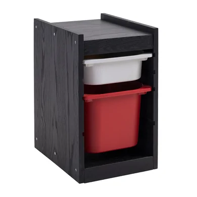 COLOR 
Combinación de almacenaje con cajas, NEGRO. encino rojo macizo, 32x44x55 cm