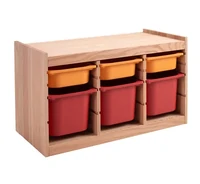 COLOR
Combinación de almacenaje con cajas, NATURAL encino rojo macizo, naranja/rojo, 94x44x55 cm